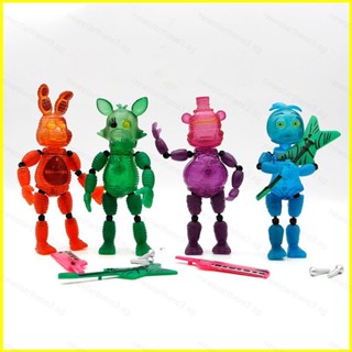 NS3 4 件 FNAF 可動人偶玩具 Bonnie Foxy Freddy Chica 帶吉他模型娃娃玩具兒童禮物系列