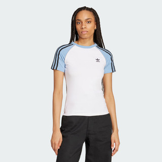 Adidas 愛迪達 3s Slim Tee JV7191 女 T恤 運動上衣 休閒短袖 白 水藍 亞版