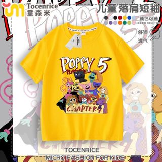 【2026年新款 】100%純棉兒童短袖T恤 親子裝 跨境poppy playtime 波比的遊戲衣服短袖上衣服卡通吸汗