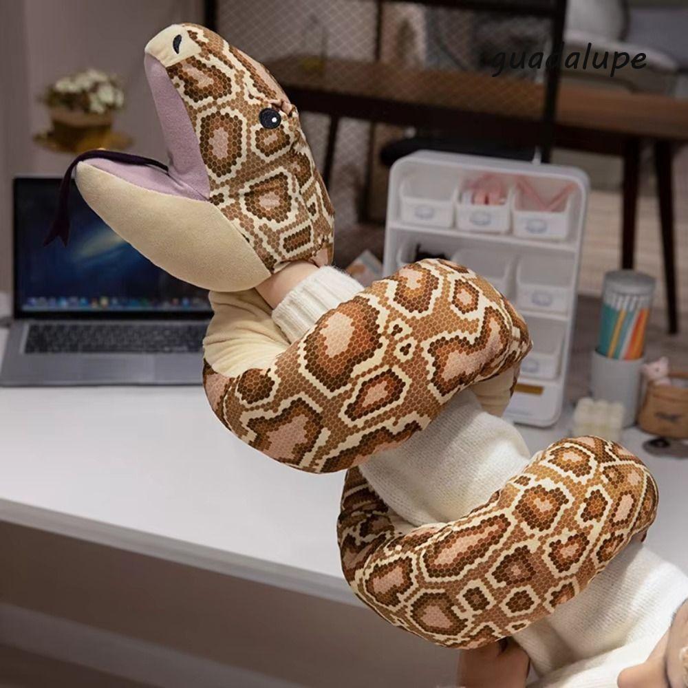 GUADALUPE1 填充蛇娃娃,仿真巨型蛇毛絨玩具,眼鏡蛇搞笑帶手套家居裝飾動物手偶玩具兒童男孩