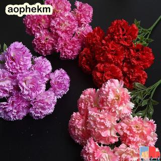 AOPHEKM模擬康乃馨7頭絲綢人造康乃馨花束創意母親節攝影道具婚禮假花婚禮裝飾