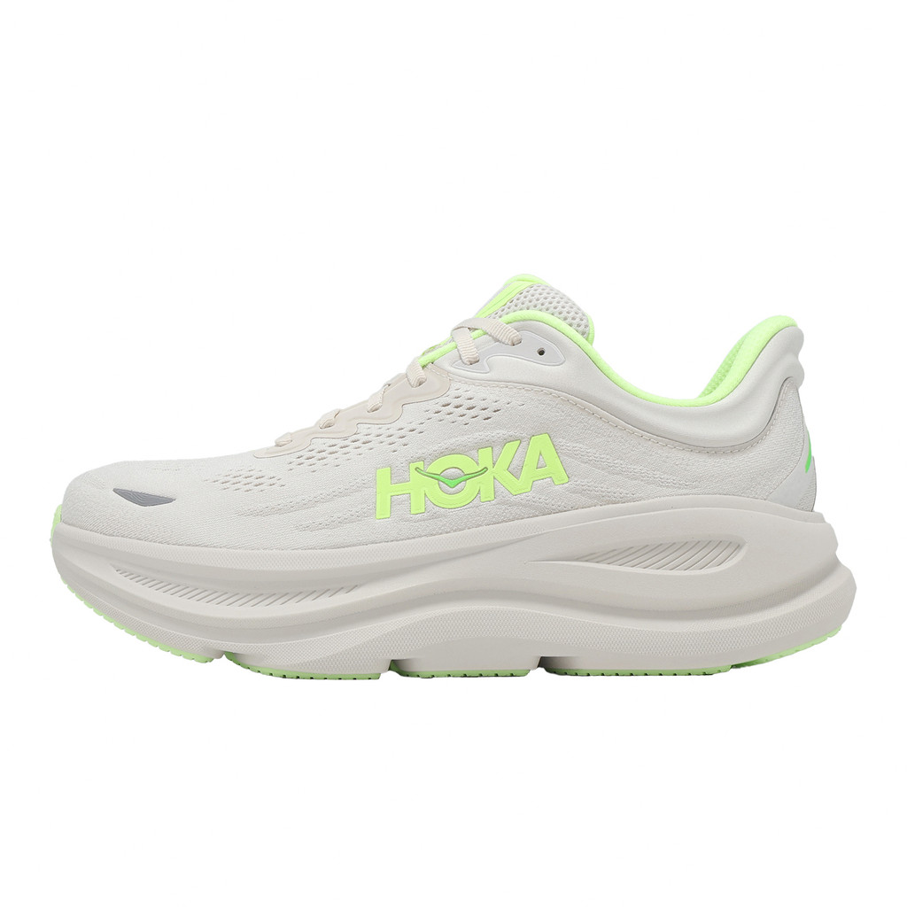 Hoka 慢跑鞋 Bondi 9 2E 寬楦 男鞋 白 綠 厚底 緩震 回彈 運動鞋 1162013GYZ [ACS]