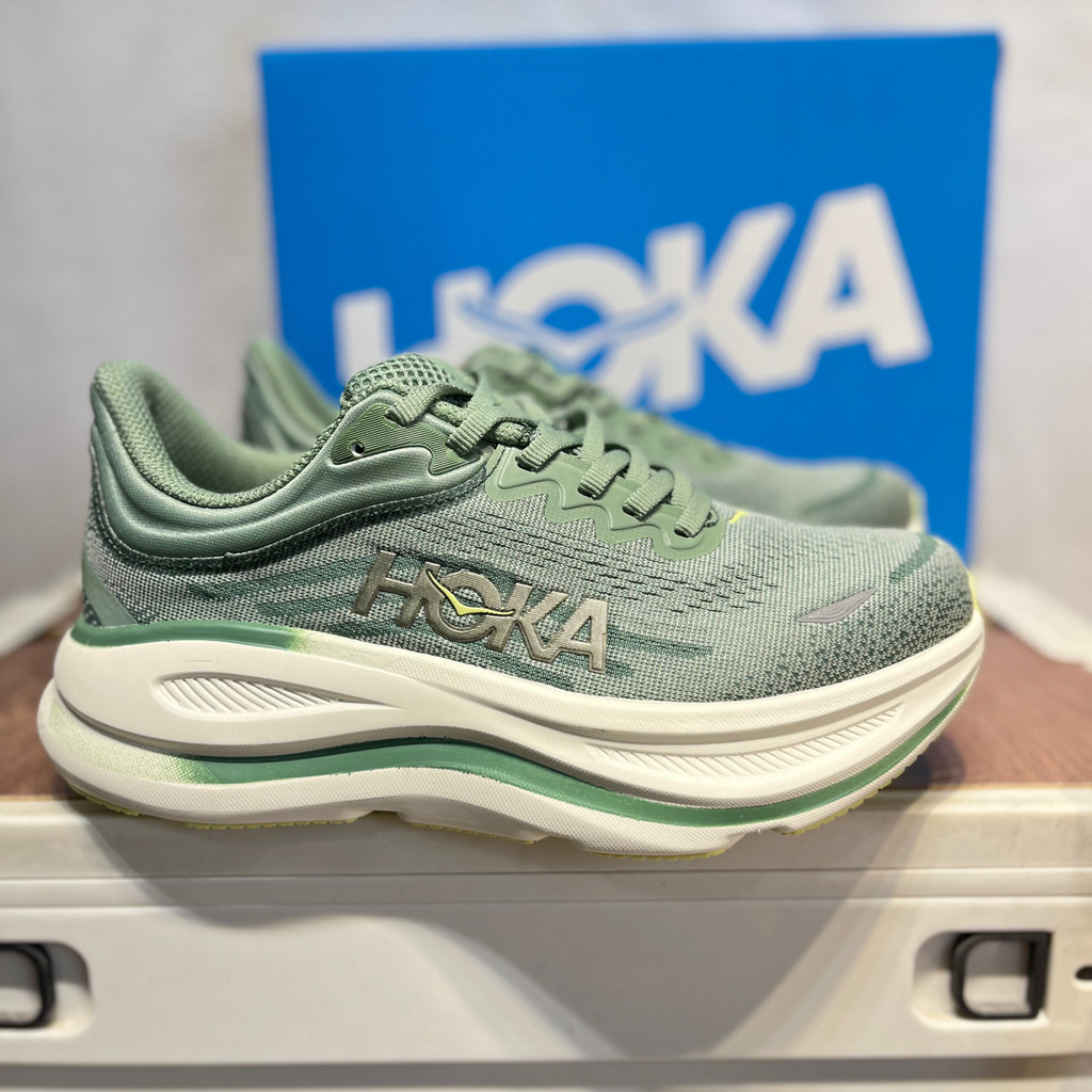 HOKA Bondi 9跑鞋男女厚底緩震輕便減震綠色