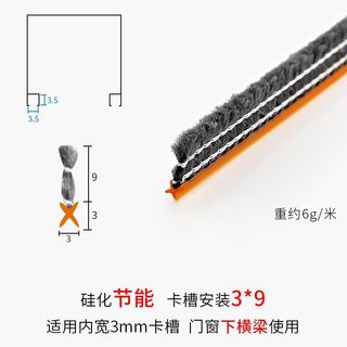 ✨億橘優品✨老款X型鋁合金門窗底橫毛3x9卡槽毛條塑鋼窗密封條防塵條擋風降噪