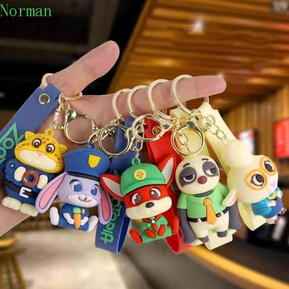 NORMAN1 2 件尼克朱迪鑰匙扣,卡通動物城動漫瘋狂尼克鑰匙扣,卡通可愛尼克朱迪矽膠朱迪尼克汽車鑰匙圈兒童