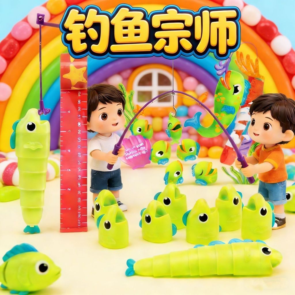 🚀全新升級🎁禮盒裝🚀隔日出貨 釣魚大作戰 釣魚大師 伸縮魚大師 釣魚玩具 兒童益智遊戲 比長短遊戲 尾牙 桌遊玩具