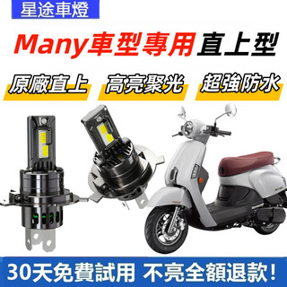 現貨 適用於KYMCO 光陽 MANY 110 直上型 LED前大燈 H4 大燈 超亮 白光大燈 原廠1:1直插替換