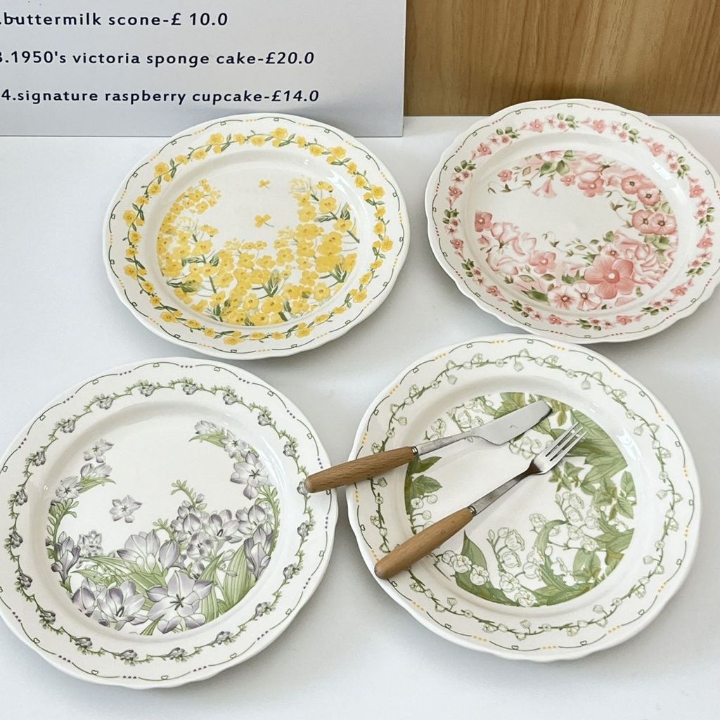 💖精選推薦💖法式田園風釉下彩陶瓷盤子 耐高溫盤子 早午餐盤 圓盤 平盤 湯盤 甜點盤  陶瓷碗 餐盤 盤子 碗盤