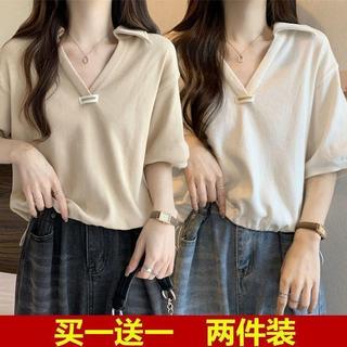 【Sugar】大尺碼短袖t恤女夏季短袖女短袖上衣女大碼短袖t恤女夏季新款小眾設計感寬鬆顯瘦遮肉上衣短袖T恤女裝