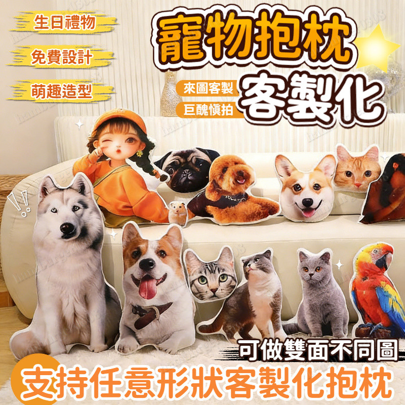 【免費設計】 客製化異形抱枕 無邊醜貓抱枕 寵物/情侶抱枕 雙面抱枕 客製靠枕 卡通公仔玩偶抱枕 寵物紀念品 生日禮物