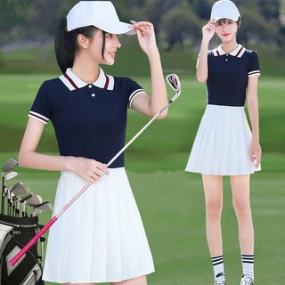 ⛳高爾夫套裝 高爾夫女裝 高爾夫短裙 高爾夫短袖 翻領短袖 golf球服 運動短裙 半身裙套裝 速乾透氣 帶安全褲防走光
