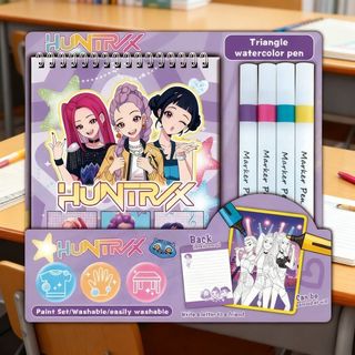 【台灣-出貨】兒童畫本 kpop獵魔女團繪畫本Sketchbook塗色塗鴉彩繪26屆世界盃畫畫本水彩 ETHU