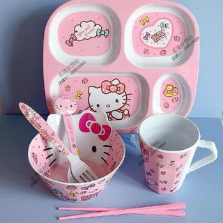 🙌臺灣出貨🙌新款hellokitty餐具一整套ins風兒童餐盤小孩的碗抗摔家用飯碗