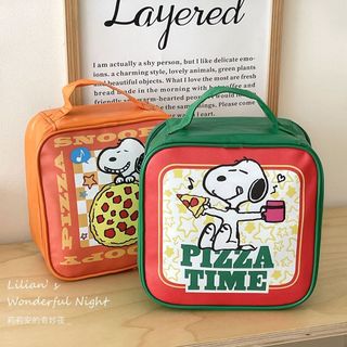 💟Snoopy🐾莉莉安史努比披薩化妝包卡通印花時尚收納包外出便攜式立體翻蓋包