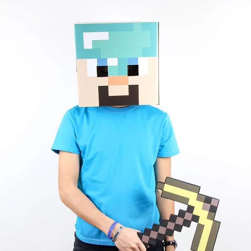 ✨台灣出貨✨我的世界頭罩 我的世界遊戲周邊玩具史蒂夫面具末影人殭屍JJ頭套鑽石劍武器模型 史蒂夫苦力怕頭罩 方塊人頭套 