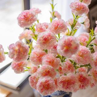 🔥熱銷🔥輕奢風高階仿真花康乃馨假花花束母親節送禮客廳臥室房間裝飾擺件