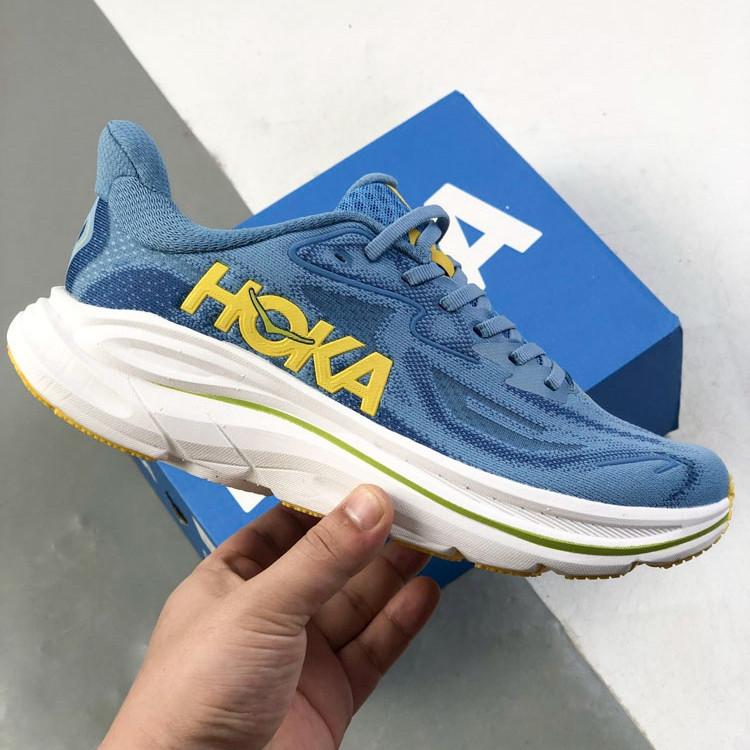 HOKA Clifton 10 男士跑步鞋輕便緩震透氣防滑藍色