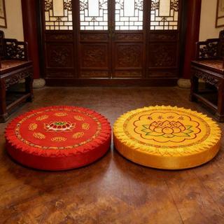 💕台灣發貨💕 塘軒家用拜凳墊 新中式圓形寺院道觀用 打座寺廟磕頭蓮花坐墊 可拆洗