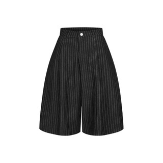 【PUSH PUSH】PP PINSTRIPE JORT BLACK 七分褲