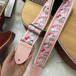吉他背帶 貝斯背帶🍀kitty吉他揹帶金屬扣 電木吉他通用尤克里裡古典吉他電貝斯bass 卡通背帶 吉他配件