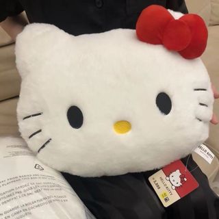 ✨臺灣出貨✨Kitty可愛貓頭毛絨抱枕沙發床頭靠墊車載靠枕午睡枕頭生日禮物女 沙發抱枕 可愛靠枕 可愛枕頭 抱枕