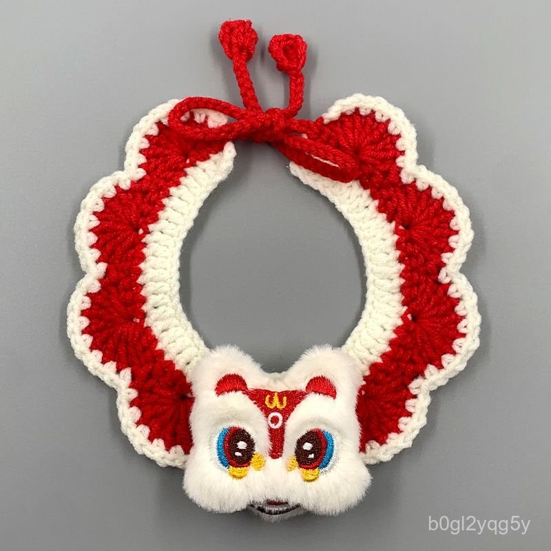 【限時下殺】🔥 貓咪新年圍脖寵物狗狗小型犬項圈藍貓泰迪手工織過年開業服飾配件 VR18