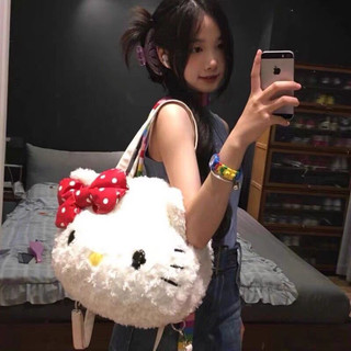 ✨壹灣出貨✨HelloKitty毛絨包包女秋冬日係大號託特包可愛kitty貓學生雙肩包 U5WO
