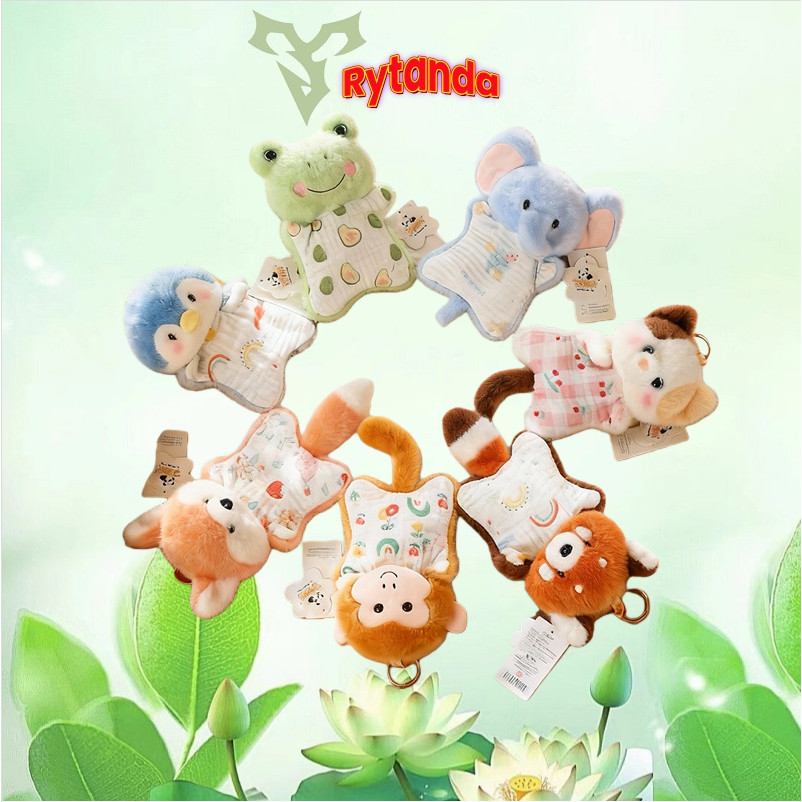 Rytanda 大象青蛙狗貓黃鴨兔子企鵝狐狸小熊貓浣熊豬熊貓猴子公仔可愛逼真動物豆袋系列兒童舒適公仔