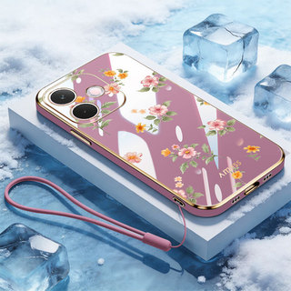 適用於 Oppo A5i A5 Pro 5G 4G A5X A5i A5 4G 5G 浪漫花朵免費掛繩防震手機殼的 VR