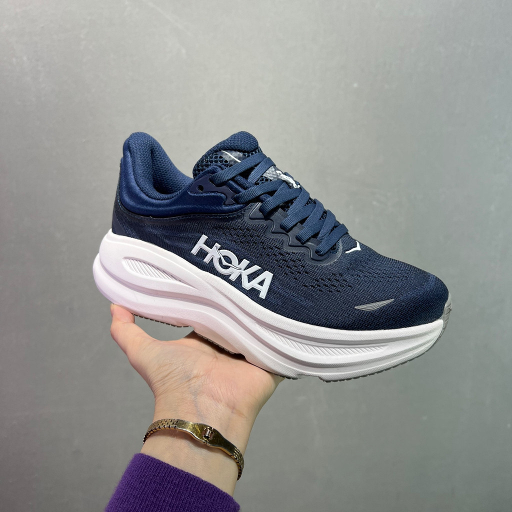 HOKA Bondi 9跑鞋男款女款厚底減震透氣輕便藍色
