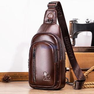 免運🛒全場8折👜STEEL LION真皮男士胸包簡約時尚大容量斜挎包多層結構運動單肩包 男包 包包
