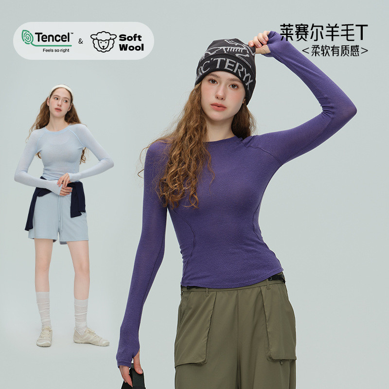 2025瑜伽服女天絲萊賽爾天奴麗絲運動長袖固定手袖圓領健身服ftj15.7.2