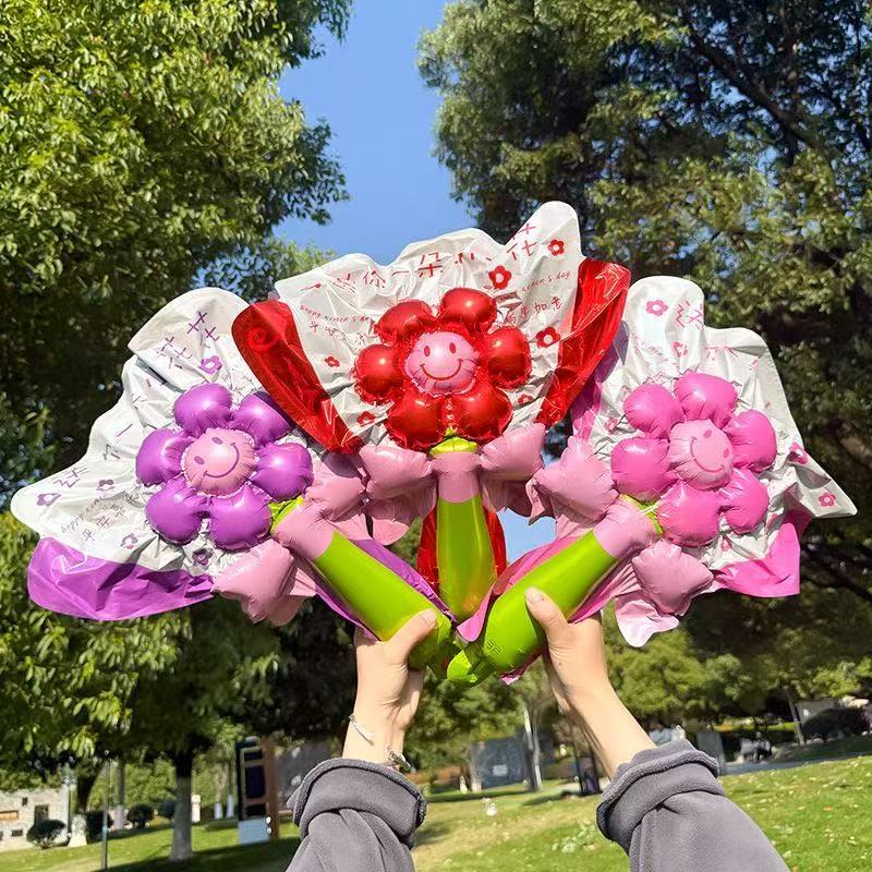 母親節氣球花束幼稚園送老師商場活動掃碼禮品花朵花束氣球批發