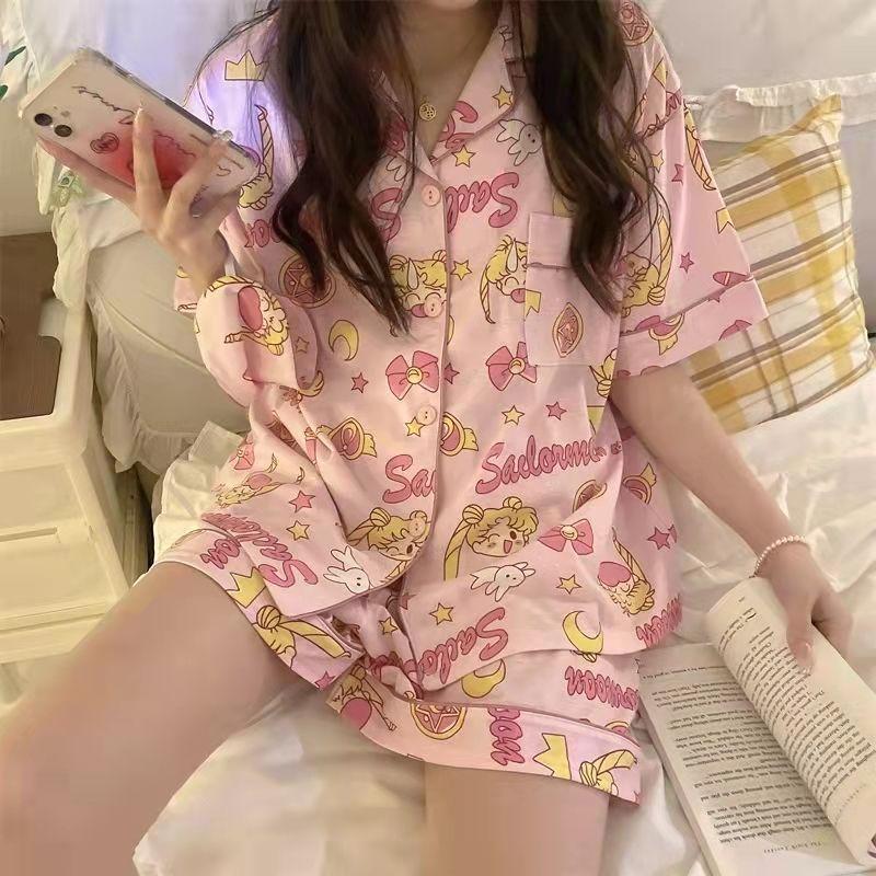 🌷台灣出貨🌷美少女戰士周邊 月光仙子 水冰月 卡通美少女戰士睡衣女夏季新款ins風日系可愛薄款短袖家居服套裝