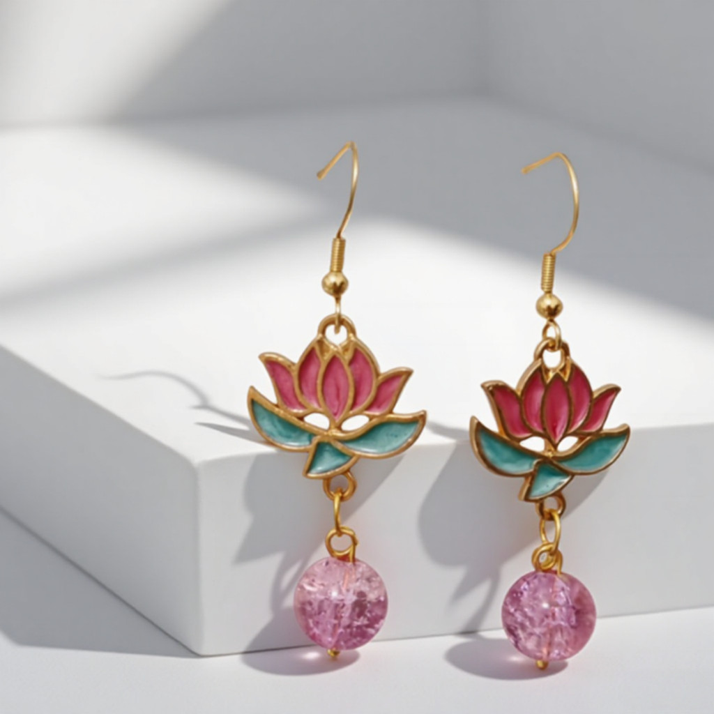 可甜可愛 漢服配飾 古風中式耳飾 古風耳環 26新款碧粉蓮映復古新中式創意高級感耳環無耳洞耳夾耳飾配漢服【沐顏醬賣場】