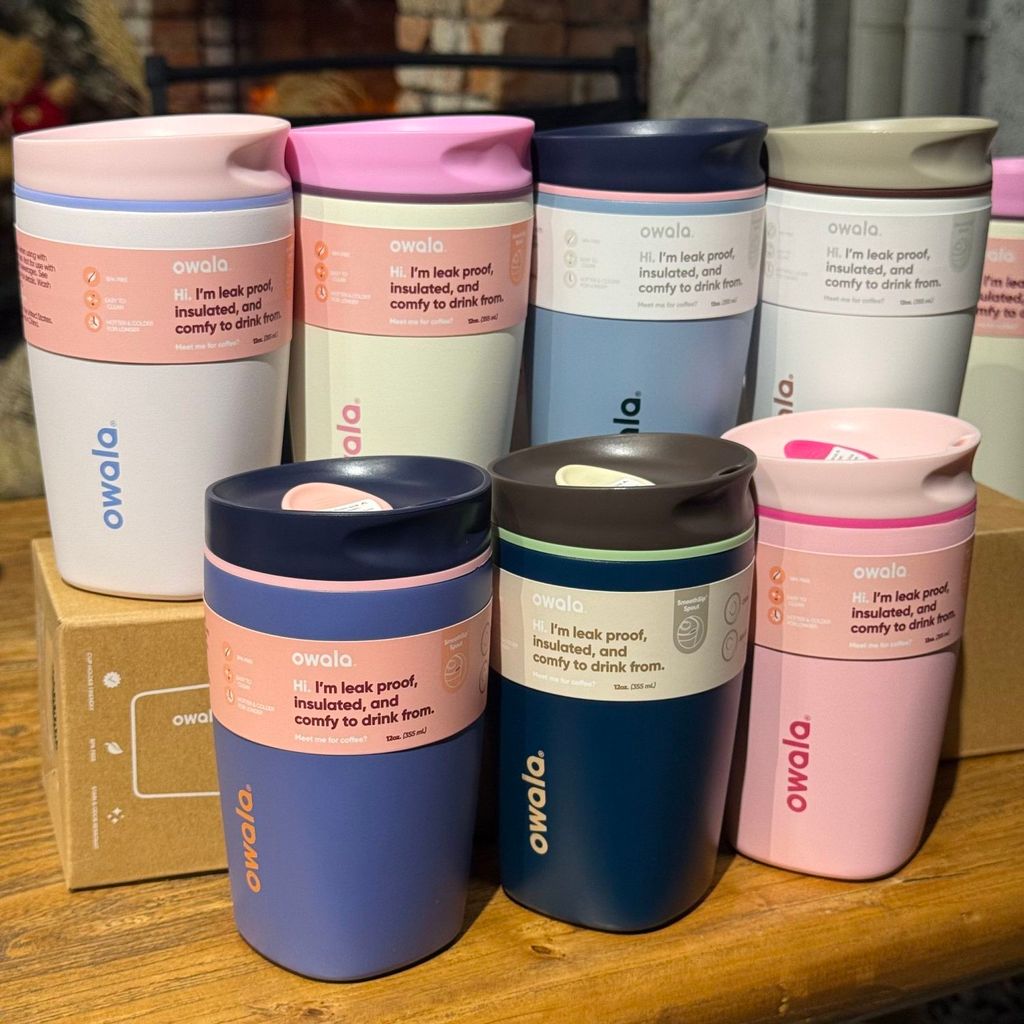 12 盎司/20 盎司絕緣 Owala SmoothSip 滑塊不銹鋼玻璃杯,防溢蓋,適合汽車杯架,不含 BPA
