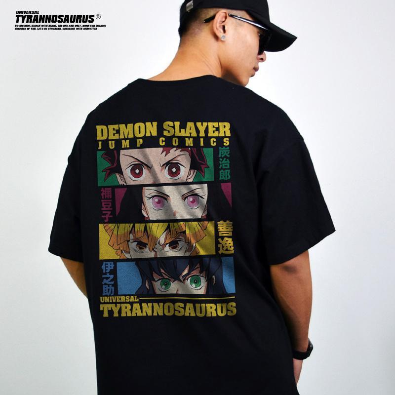 鬼滅 鬼滅之刃 短袖 寬鬆t恤 T恤 涼感 透氣 Demon Slayer鬼滅之刃短袖T恤圓領印花夏季裝INS