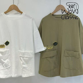 【Wow Classic.】 夏季圓領日系棉T恤寬鬆上衣套頭內搭棉T