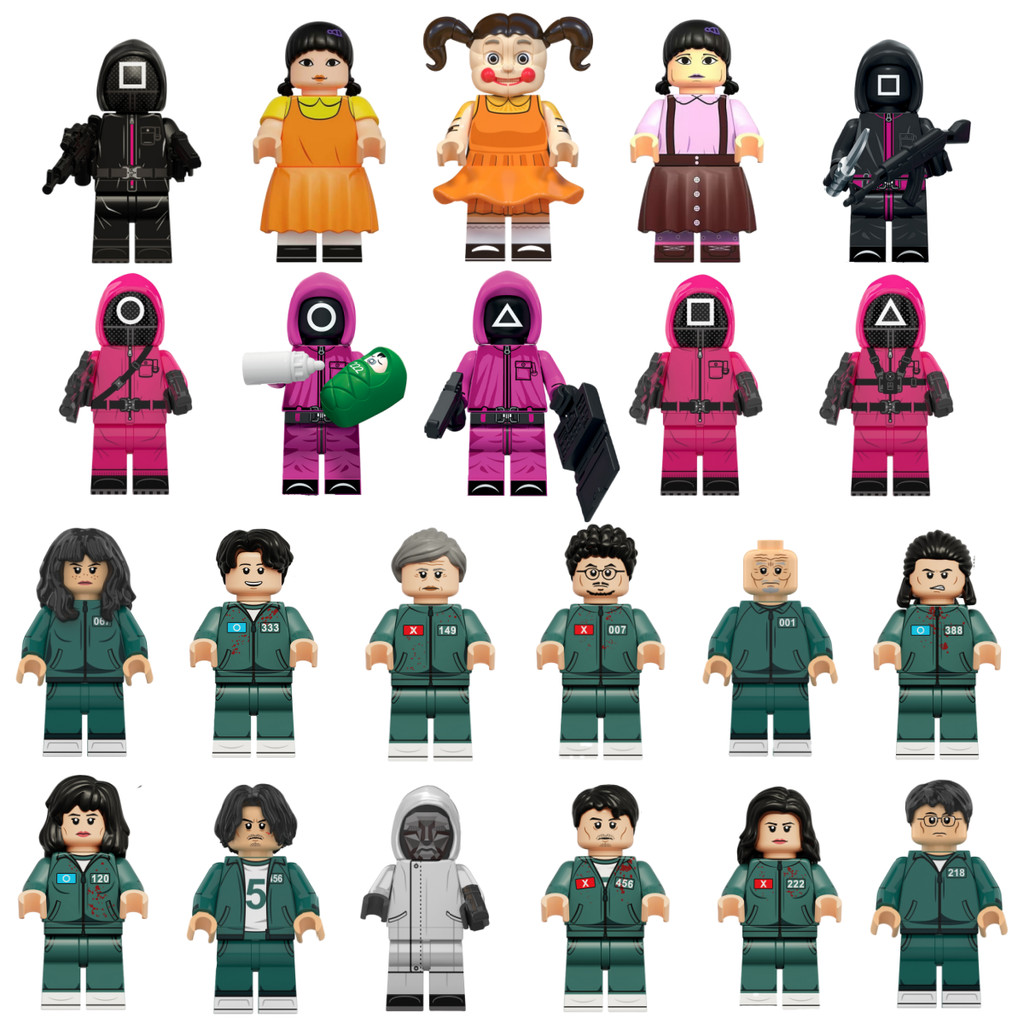 影視公仔 木頭人遊戲積木 木頭人 三角懲罰兵 方塊管理者 遊戲管理者 圓圈清理者 BOSS 成奇勳 組裝玩具 禮物