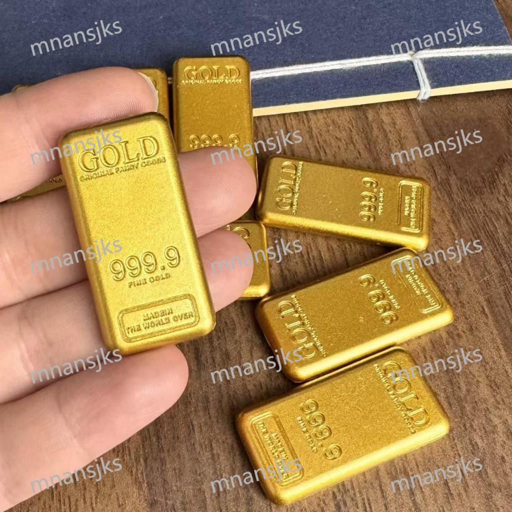 孟加拉赤金塊金條沙金實心鎏金砂金金條擺件仿真金磚創意禮品鍍金