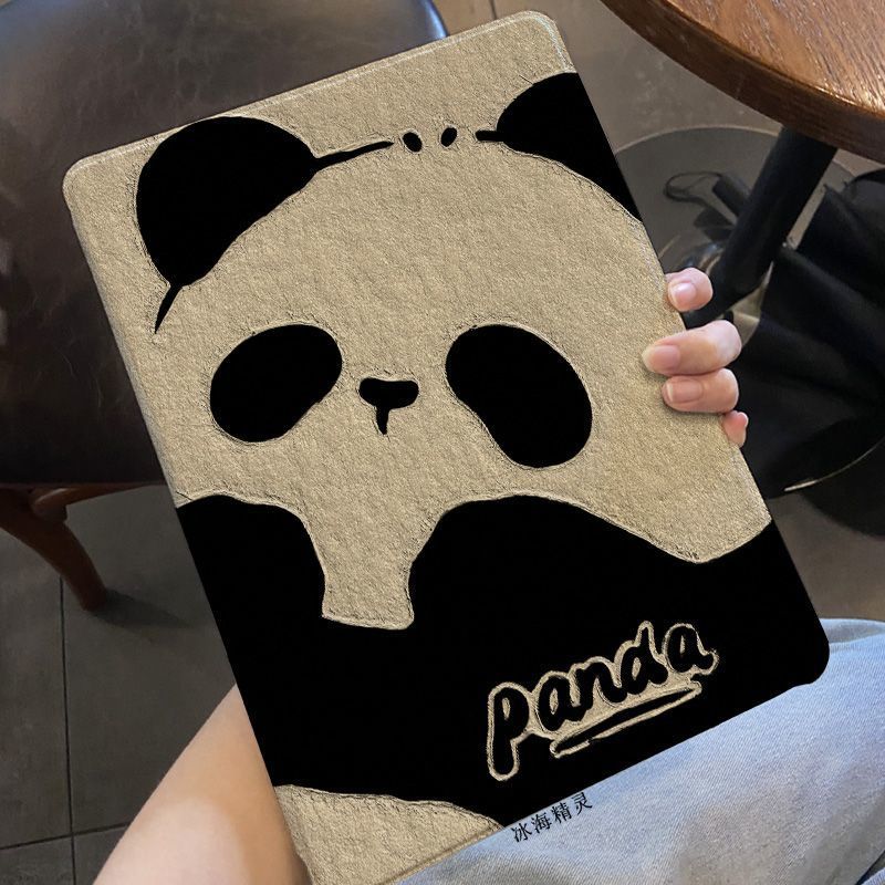 卡通油画熊猫 防摔 保護套蘋果iPad 11A16 10 9 8 7 pro Air5 Air4 mini6 10.9吋