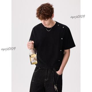 🎉可開發票🎉CHICERRO西西里男裝設計感男生純色短袖美式擊劍服正肩T恤休閒潮