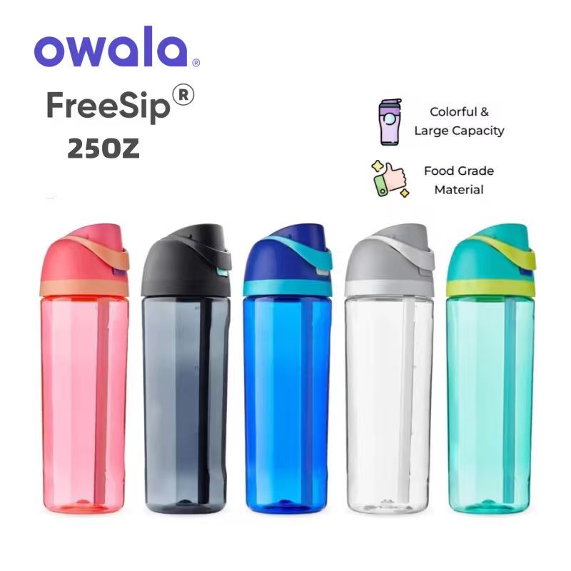 Owala FreeSip 25 盎司帶吸管的運動水壺 - 不含 BPA Tritan 水杯,防漏且輕便,適合健身房、旅
