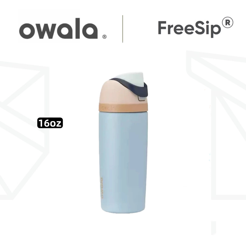 Owala FreeSip 16 盎司不銹鋼水瓶 - 防漏、絕緣 24 小時,非常適合健身房和旅行