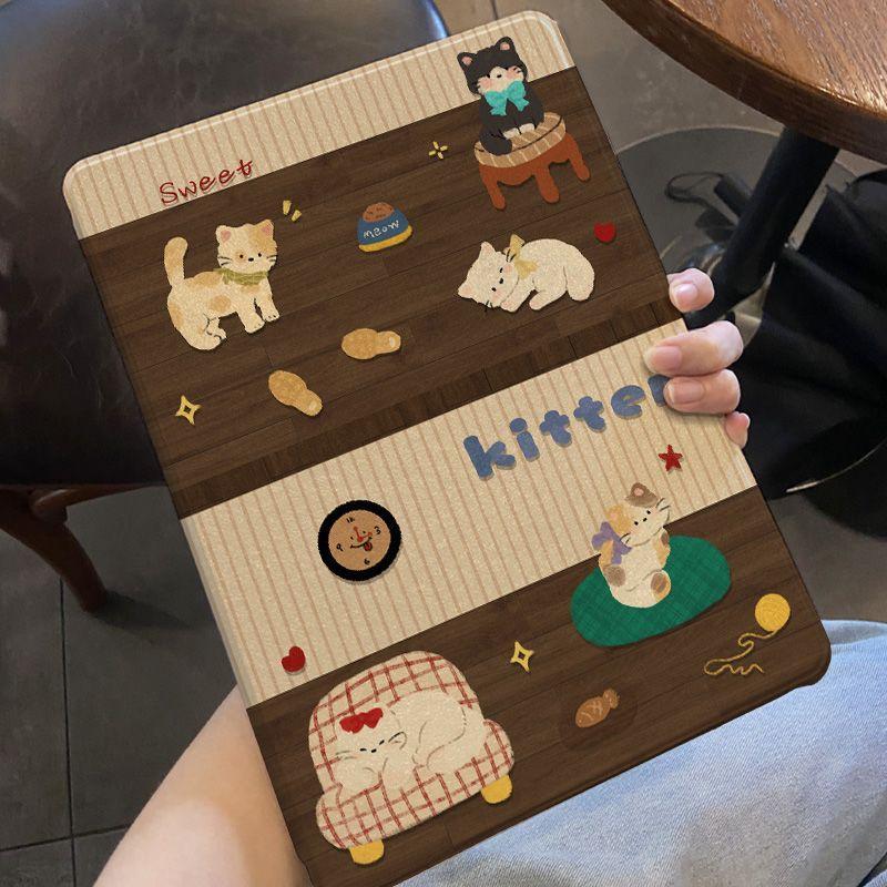 卡通复古猫咪 防摔 蘋果iPad pro Air5 Air4 mini6 11A16 10 9 8 7 10.9吋保護套