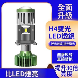 LED車燈 機車燈 通用型 H4自帶透鏡LED大燈遠近一體雙光超亮燈泡汽車摩托鐳射貨車24V改裝