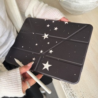 INS韓系黑底星星 帶筆槽 適用 iPad 11 10 9 Air4 Air5 2025 Pro Mini7 平板保護套