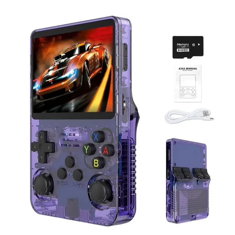 全新復古 R36S 手持視頻遊戲機 3.5 英寸 IPS 屏幕 64GB 預裝遊戲便攜式袖珍播放器,帶 Linux 系統