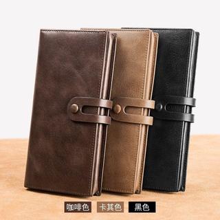 【安安】入財錢包 超輕薄 男士牛皮錢包 質感 長款 手拿包 時尚卡包 一體帶扣 包包 父親節禮物 送爸爸 送男友