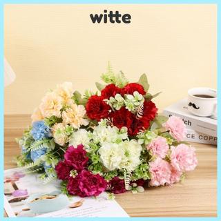 WITTE人造康乃馨花束絲綢攝影道具模擬康乃馨逼真母親節6頭婚禮假花婚禮裝飾
